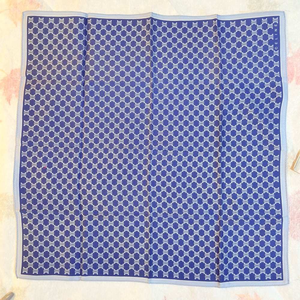 Blue and White Patterned Scarf / handkerchief cotton unisex